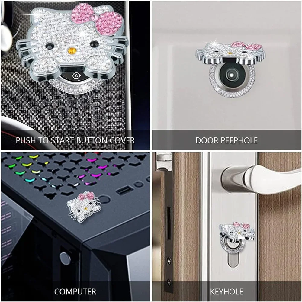 💕NEW Sparkling Bling Swarovski Crystal Silver Hello Kitty Push To Start … - Picture 7 of 7